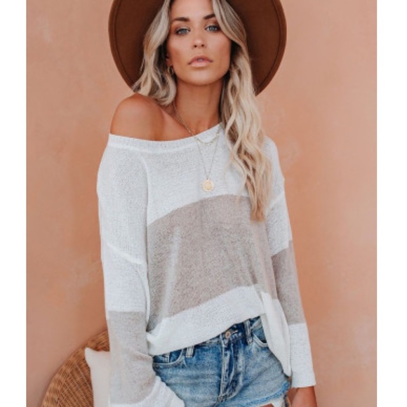 ๐ค Cute Gray Colorblock Knit Top! ๐ Size M - Picture 3 of 11